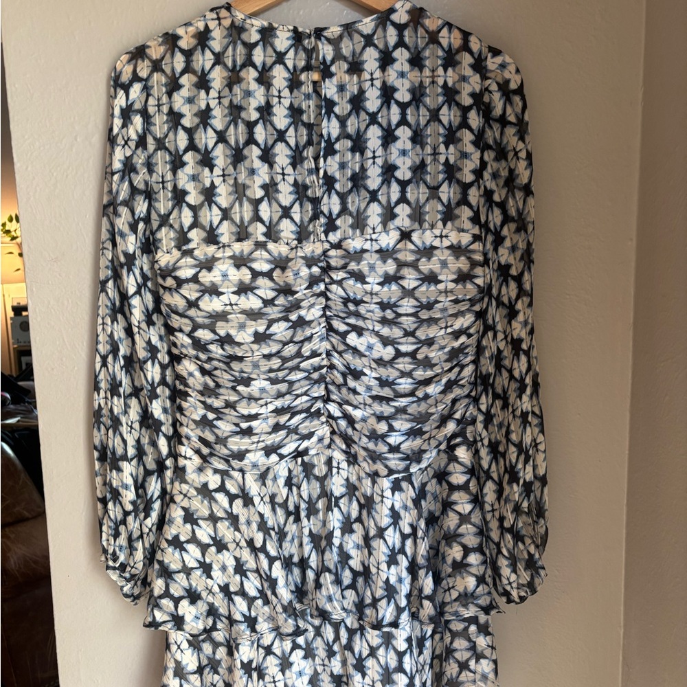 Zara Monochrome Geometric Long Sleeve Dress